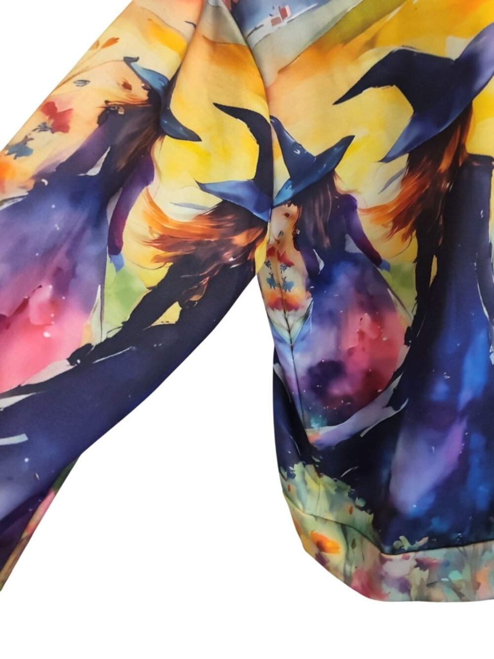 Witches Watercolor Graphic Sweatshirt With Vibrant Multicolor Design Long Sleeve - Picture 3 of 4